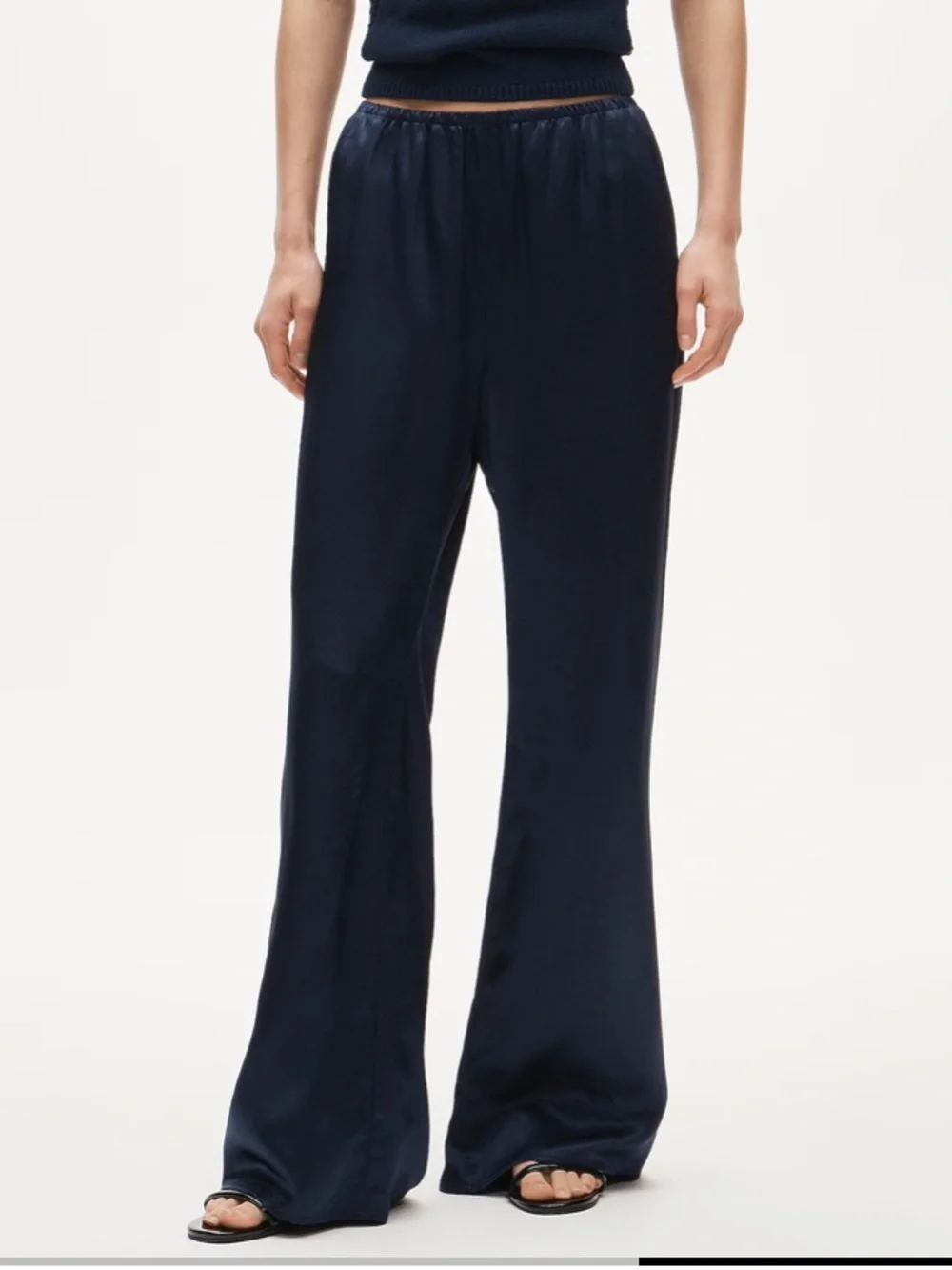 J crew navy Cosmo pant in luster charmeuse